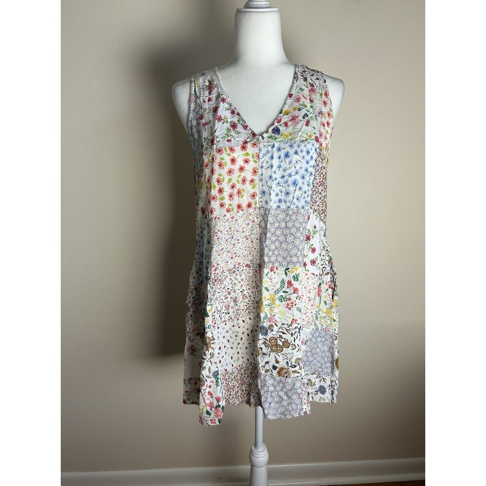 Quilted Patchwork Dress Hobo Style Size M Hippie Cottagecore Boho Anthropologie